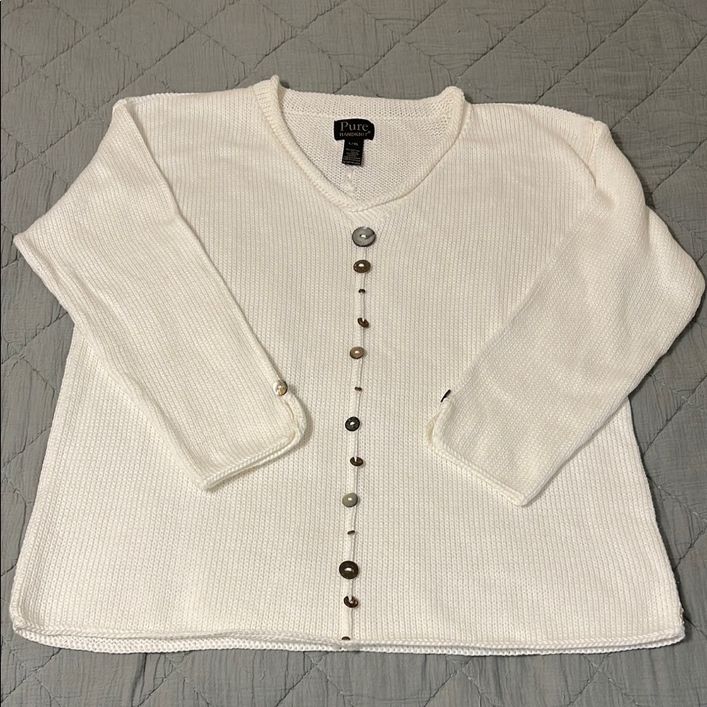 Pure Collection Cream Cotton Tunic Sweater